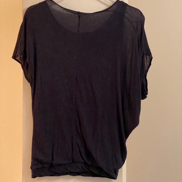 Bordeaux I Anthro I Blue Draped Top with Built-In Tank - Picture 2 of 16